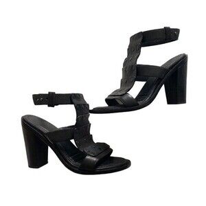 Rag &‎ Bone Women’s 39 Or 9 Black Leather Deana Studded Chunky Heels Gladiator